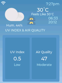Aurigae UV index and air quality screen